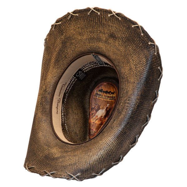 Stampede Hats - Black Stained Cowboy Hat With Chain Hat Band - Image 4
